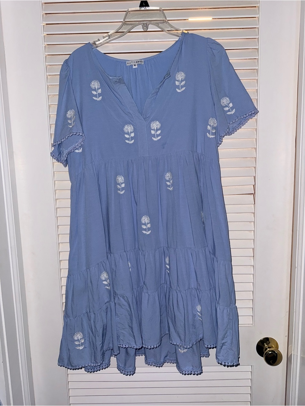 Baltic Born Periwinkle Embroidered Tiered Dress